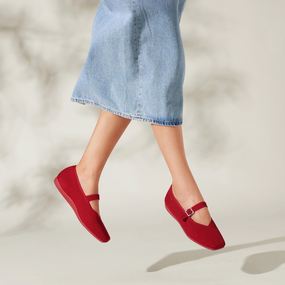 NEW VIVAIA Lightweight Square-Toe Mary Jane Margot Walker - Ruby Red - US Size 7
